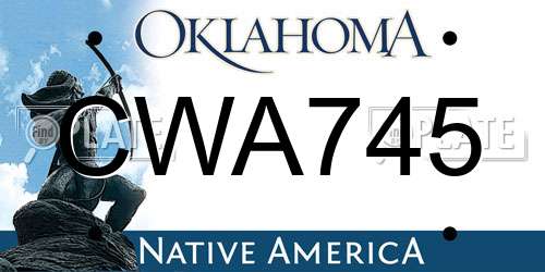 CWA745 Oklahoma License Plate