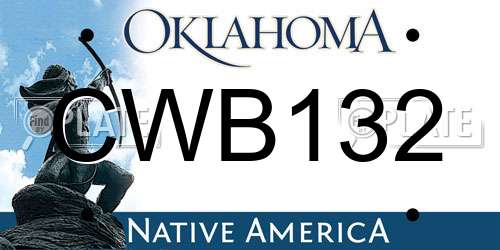 CWB132 Oklahoma License Plate