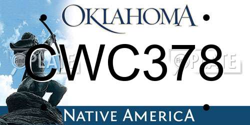 CWC378 Oklahoma License Plate