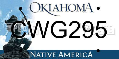 CWG295 Oklahoma License Plate