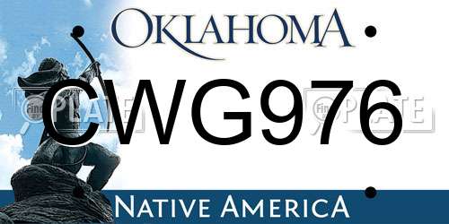 CWG976 Oklahoma License Plate