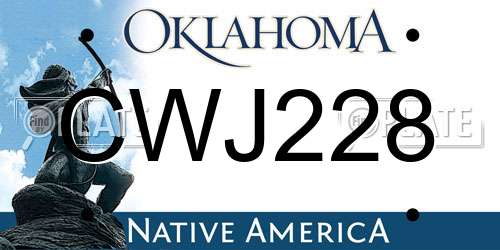 CWJ228 Oklahoma License Plate
