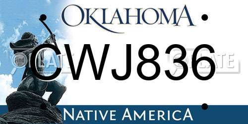 CWJ836 Oklahoma License Plate