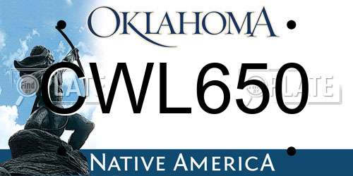CWL650 Oklahoma License Plate
