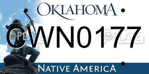 CWN0177 Oklahoma License Plate