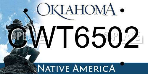 CWT6502 Oklahoma License Plate