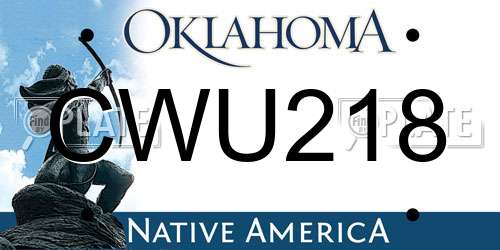CWU218 Oklahoma License Plate