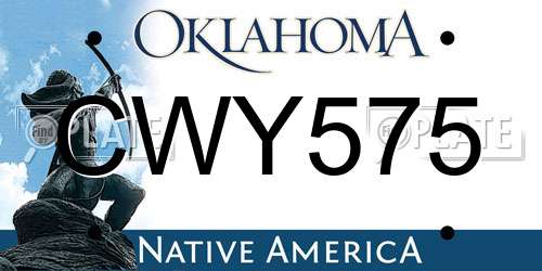 CWY575 Oklahoma License Plate