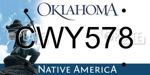 CWY578 Oklahoma License Plate
