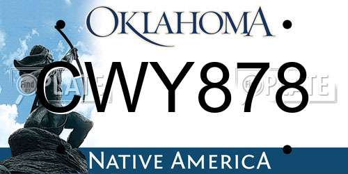 CWY878 Oklahoma License Plate