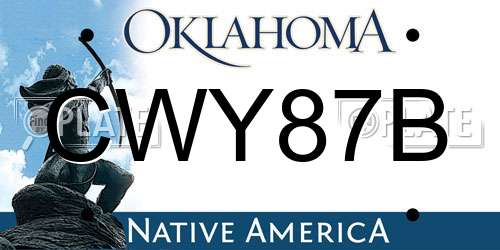 CWY87B Oklahoma License Plate