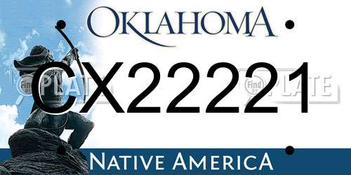 CX22221 Oklahoma License Plate