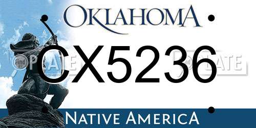 CX5236 Oklahoma License Plate