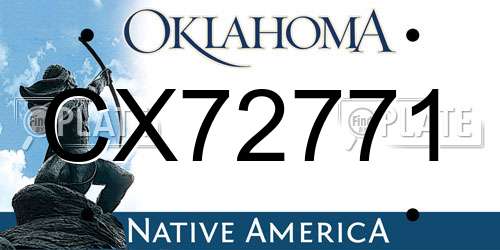 CX72771 Oklahoma License Plate