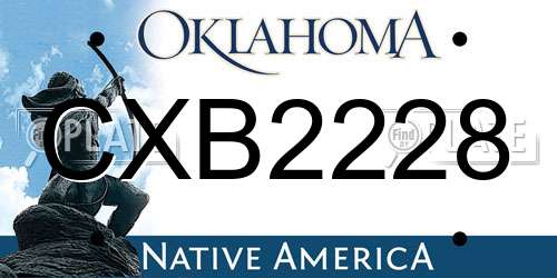 CXB2228 Oklahoma License Plate