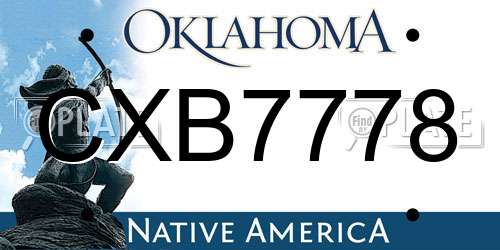 CXB7778 Oklahoma License Plate