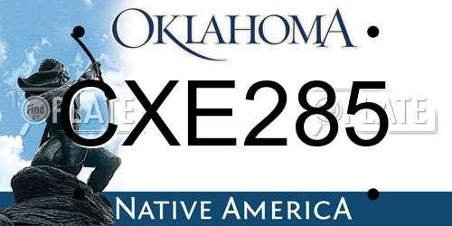 CXE285 Oklahoma License Plate