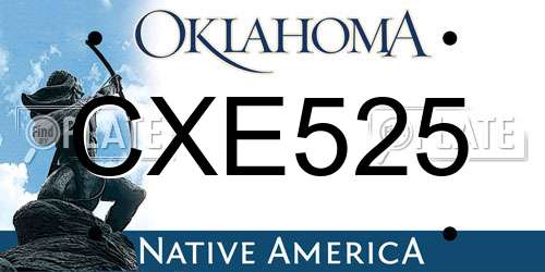 CXE525 Oklahoma License Plate