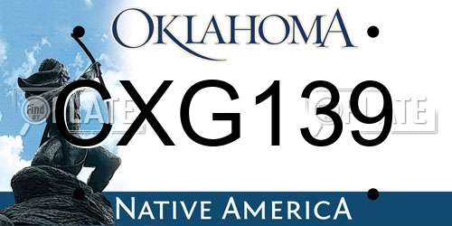 CXG139 Oklahoma License Plate