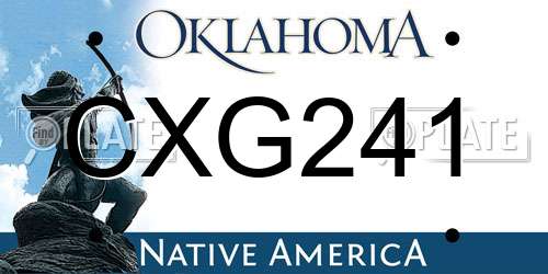 CXG241 Oklahoma License Plate
