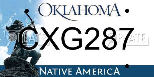 CXG287 Oklahoma License Plate