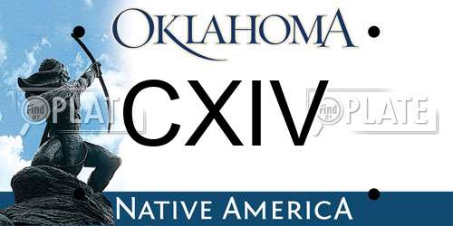 CXIV Oklahoma License Plate