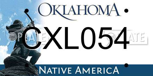 CXL054 Oklahoma License Plate