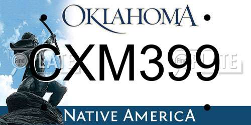 CXM399 Oklahoma License Plate