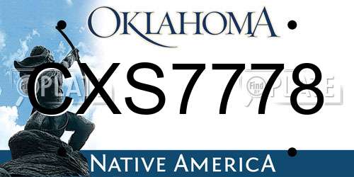 CXS7778 Oklahoma License Plate