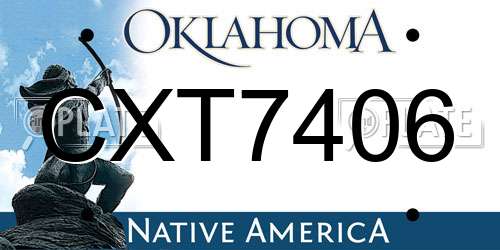 CXT7406 Oklahoma License Plate
