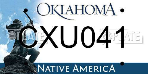 CXU041 Oklahoma License Plate