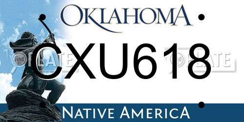 CXU618 Oklahoma License Plate