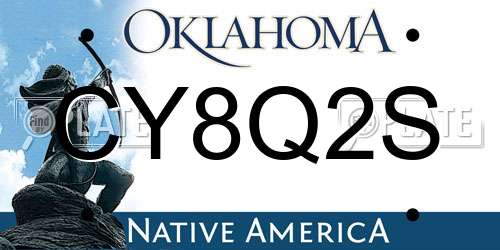 CY8Q2S Oklahoma License Plate