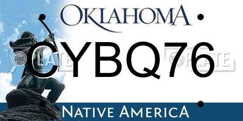 CYBQ76 Oklahoma License Plate
