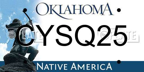 CYSQ25 Oklahoma License Plate