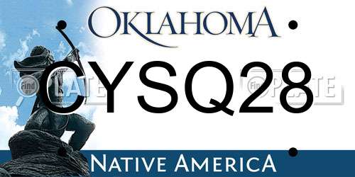 CYSQ28 Oklahoma License Plate