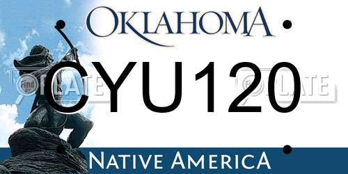 CYU120 Oklahoma License Plate