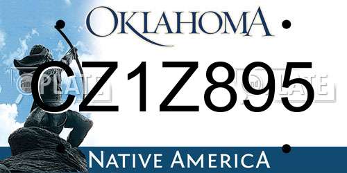 CZ1Z895 Oklahoma License Plate