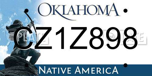 CZ1Z898 Oklahoma License Plate