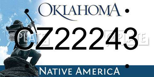 CZ22243 Oklahoma License Plate