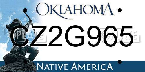 CZ2G965 Oklahoma License Plate