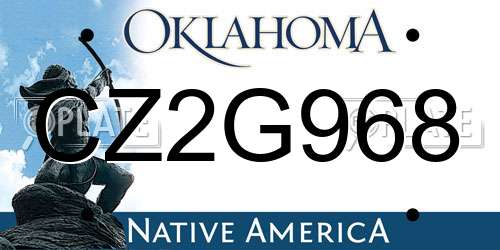 CZ2G968 Oklahoma License Plate