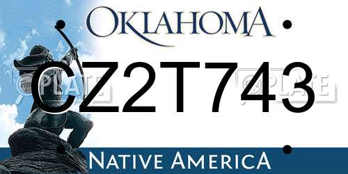 CZ2T743 Oklahoma License Plate