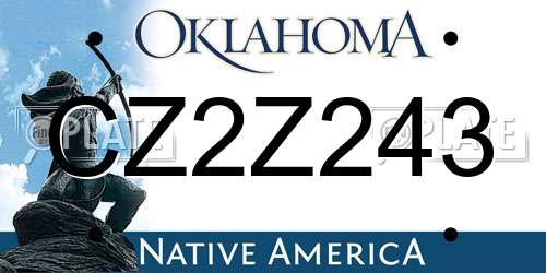 CZ2Z243 Oklahoma License Plate
