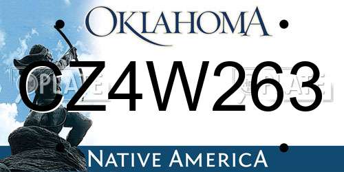CZ4W263 Oklahoma License Plate