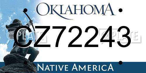 CZ72243 Oklahoma License Plate