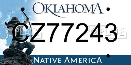 CZ77243 Oklahoma License Plate