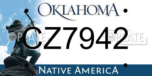 CZ7942 Oklahoma License Plate