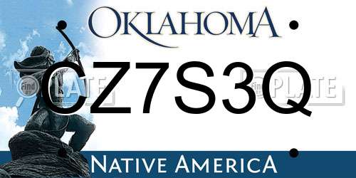 CZ7S3Q Oklahoma License Plate