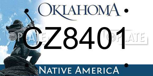 CZ8401 Oklahoma License Plate